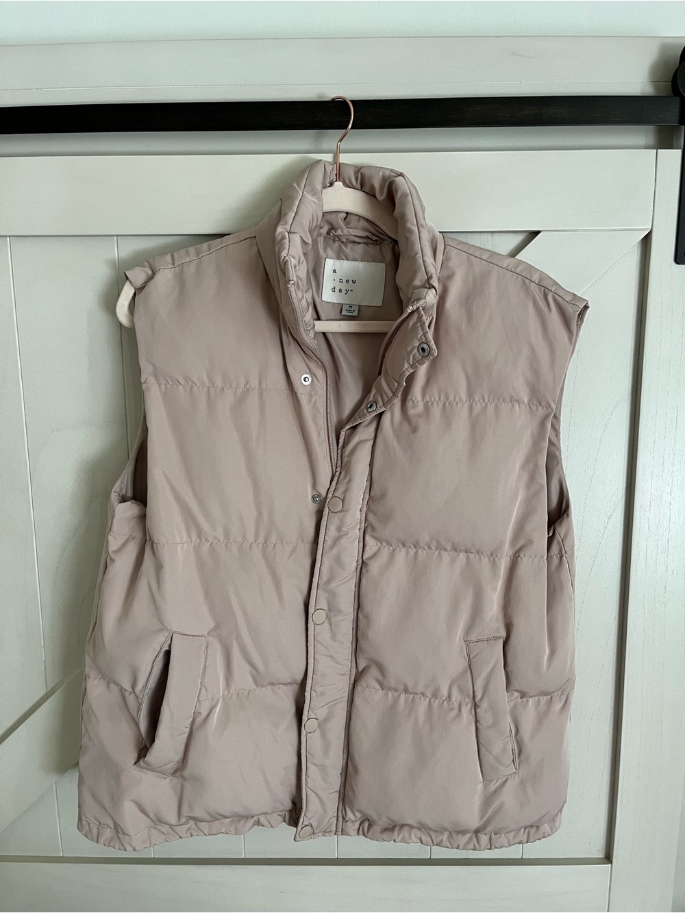 a new day Sleeveless Puffer Vest in Light Taupe